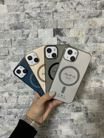 iPhone 13 Uyumlu Gri Sert Şeffaf MagSafe Premium Kılıf iPhone 13 Uyumlu Gri Sert Şeffaf MagSafe Premium Kılıf