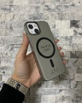 İPhone 13 Uyumlu Siyah Sert Şeffaf MagSafe Premium Kılıf