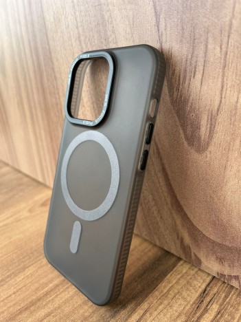 İPhone 14 Pro Max Uyumlu Buzlu Duman Gri MagSafe Kılıf – Lens Çerçeveli Premium Koruma