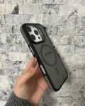 İPhone 16 Pro Uyumlu Gri MagSafe Standlı Kılıf – Lens Çerçeveli