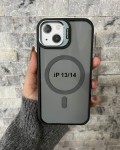 İPhone 13 / 14 Uyumlu Gri MagSafe Standlı Kılıf – Lens Çerçeveli