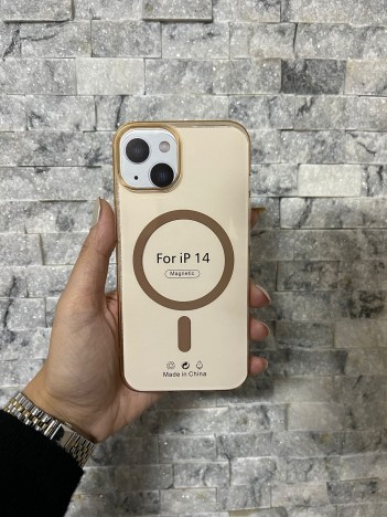 İPhone 14 Uyumlu Kum Kahvesi Sert Şeffaf MagSafe Premium Kılıf