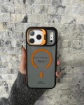 İPhone 17 Pro Max Uyumlu Turuncu MagSafe Standlı Kılıf – Lens Çerçeveli