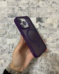 İPhone 15 Pro Uyumlu Mor MagSafe Standlı Lens Korumalı Case Pro Kılıf