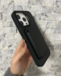 İPhone 15 Pro Max Uyumlu Siyah Kartlıklı MagSafe Standlı Kılıf