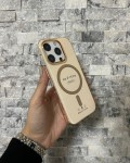 İPhone 16 Pro Uyumlu Kum Kahvesi Sert Şeffaf MagSafe Premium Kılıf
