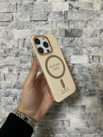 İPhone 16 Pro Uyumlu Kum Kahvesi Sert Şeffaf MagSafe Premium Kılıf