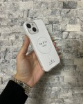 İPhone 15 Uyumlu Beyaz Sert Şeffaf MagSafe Premium Kılıf