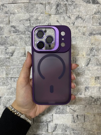 İPhone 17 Pro Uyumlu Mor MagSafe Standlı Lens Korumalı Case Pro Kılıf