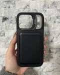 İPhone 17 Pro Uyumlu Siyah Kartlıklı MagSafe Standlı Kılıf