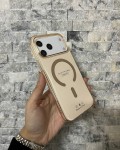 İPhone 17 Pro Max Uyumlu Kum Kahvesi Sert Şeffaf MagSafe Premium Kılıf