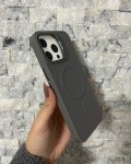 İPhone 15 Pro Max Uyumlu Gri Kartlıklı MagSafe Standlı Kılıf