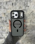 İPhone 17 Pro Max Uyumlu Siyah MagSafe Standlı Kılıf – Lens Çerçeveli