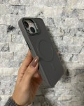 İPhone 13 / 14 Uyumlu Gri Kartlıklı MagSafe Standlı Kılıf
