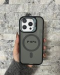 İPhone 16 Pro Uyumlu Gri MagSafe Standlı Kılıf – Lens Çerçeveli