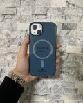 İPhone 13 Uyumlu Mavi Sert Şeffaf MagSafe Premium Kılıf