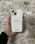 İPhone 15 Uyumlu Beyaz Sert Şeffaf MagSafe Premium Kılıf