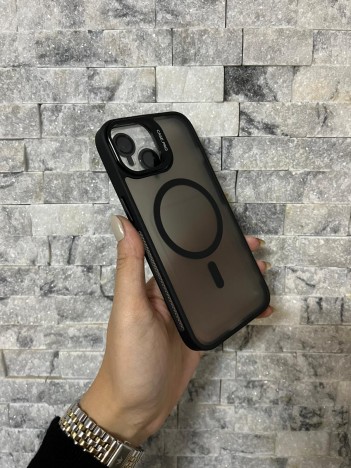 İPhone 14 Uyumlu Siyah MagSafe Standlı Lens Korumalı Case Pro Kılıf