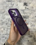 İPhone 14 Pro Uyumlu Mor MagSafe Standlı Lens Korumalı Case Pro Kılıf
