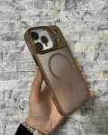 İPhone 17 Pro Max Uyumlu Kahverengi MagSafe Standlı Lens Korumalı Case Pro Kılıf
