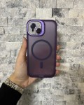 İPhone 13 Uyumlu Mor MagSafe Standlı Lens Korumalı Case Pro Kılıf