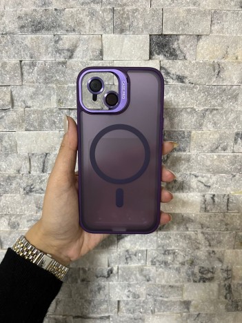 İPhone 13 Uyumlu Mor MagSafe Standlı Lens Korumalı Case Pro Kılıf