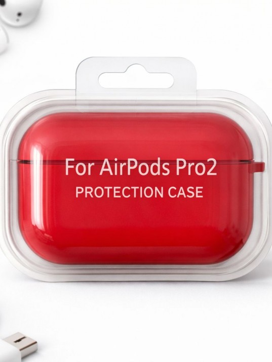 AirPods Pro 2 Uyumlu Kırmızı Silikon Koruyucu Kılıf (Darbe Emici-Çizilme Önleyici)