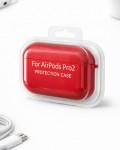 AirPods Pro 2 Uyumlu Kırmızı Silikon Koruyucu Kılıf (Darbe Emici-Çizilme Önleyici)
