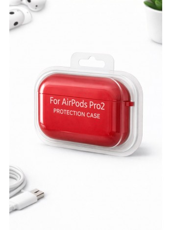 AirPods Pro 2 Uyumlu Kırmızı Silikon Koruyucu Kılıf (Darbe Emici-Çizilme Önleyici)