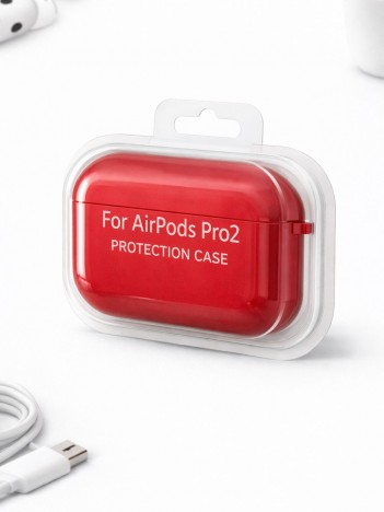 AirPods Pro 2 Uyumlu Kırmızı Silikon Koruyucu Kılıf (Darbe Emici-Çizilme Önleyici)