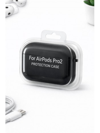 AirPods Pro 2 Uyumlu Siyah Silikon Koruyucu Kılıf (Darbe Emici-Çizilme Önleyici)