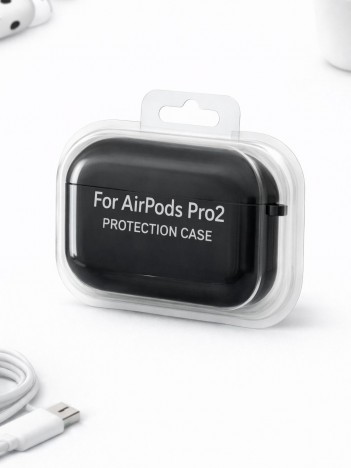 AirPods Pro 2 Uyumlu Siyah Silikon Koruyucu Kılıf (Darbe Emici-Çizilme Önleyici)