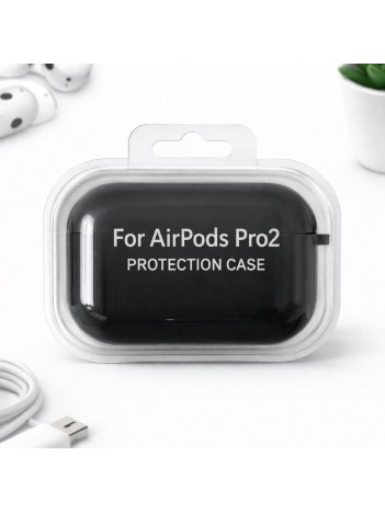 AirPods Pro 2 Uyumlu Siyah Silikon Koruyucu Kılıf (Darbe Emici-Çizilme Önleyici)