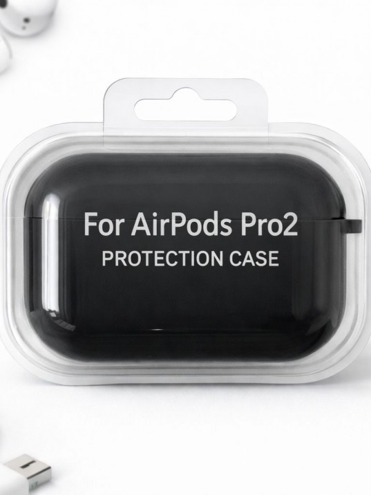 AirPods Pro 2 Uyumlu Siyah Silikon Koruyucu Kılıf (Darbe Emici-Çizilme Önleyici)