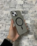 İPhone 14 Uyumlu Siyah Sert Şeffaf MagSafe Premium Kılıf