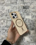 İPhone 15 Pro Uyumlu Kum Kahvesi Sert Şeffaf MagSafe Premium Kılıf