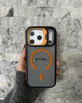 İPhone 17 Pro Uyumlu Turuncu MagSafe Standlı Kılıf – Lens Çerçeveli