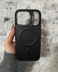 İPhone 17 Pro Uyumlu Siyah Kartlıklı MagSafe Standlı Kılıf