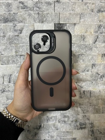 İPhone 12 Uyumlu Siyah MagSafe Standlı Lens Korumalı Case Pro Kılıf
