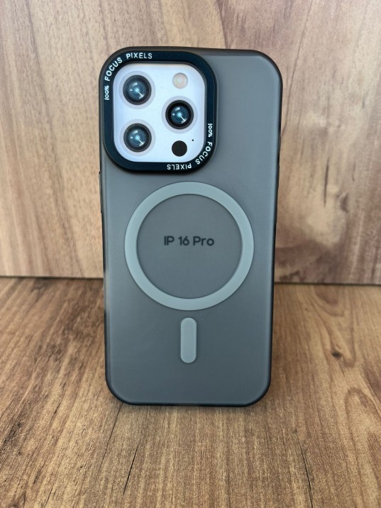 İPhone 16 Pro Uyumlu Buzlu Duman Gri MagSafe Kılıf – Lens Çerçeveli Premium Koruma