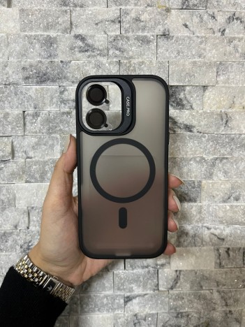 İPhone 17 Uyumlu Siyah MagSafe Standlı Lens Korumalı Case Pro Kılıf