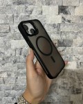 İPhone 15 Uyumlu Siyah MagSafe Standlı Lens Korumalı Case Pro Kılıf