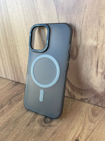 İPhone 16 Uyumlu Buzlu Duman Gri MagSafe Kılıf – Lens Çerçeveli Premium Koruma