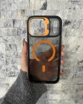 İPhone 17 Pro Max Uyumlu Turuncu MagSafe Standlı Kılıf – Lens Çerçeveli