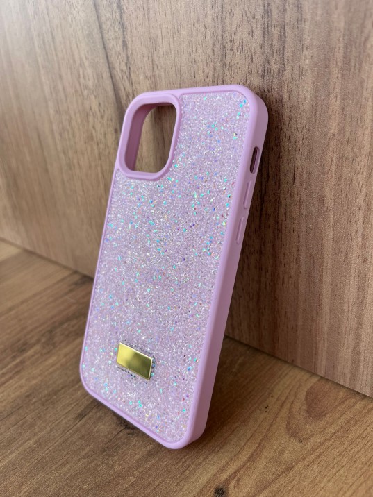İPhone 12/12Pro Swarovski Pembe Taşlı Kılıf