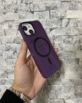 İPhone 15 Uyumlu Mor Sert Şeffaf MagSafe Premium Kılıf