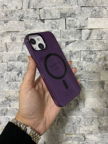 İPhone 15 Uyumlu Mor Sert Şeffaf MagSafe Premium Kılıf
