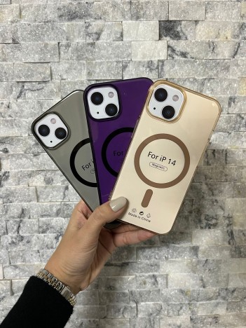 iPhone 14 Uyumlu Kum Kahvesi Sert Şeffaf MagSafe Premium Kılıf