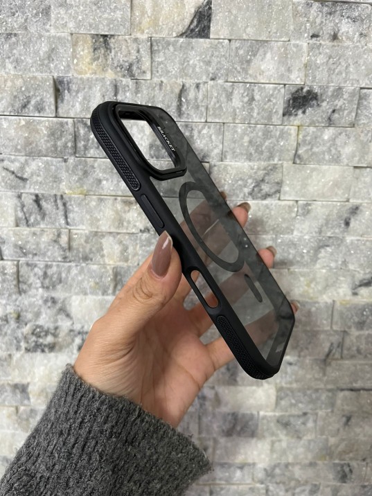 İPhone 17 Uyumlu Siyah MagSafe Standlı Kılıf – Lens Çerçeveli