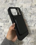 İPhone 17 Pro Max Uyumlu Siyah Kartlıklı MagSafe Standlı Kılıf